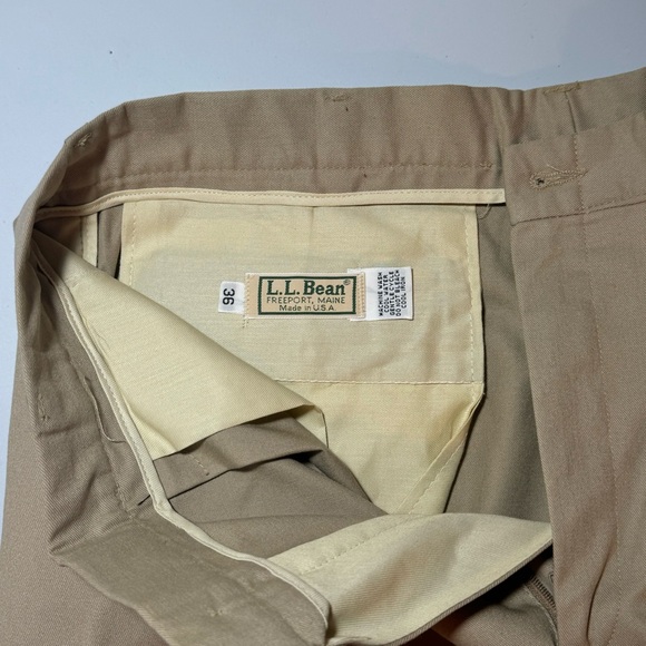 NWT Vintage L.L. Bean Men’s 36x34 Tan Pleat Pants Made In USA Inseam 31in - Picture 2 of 11